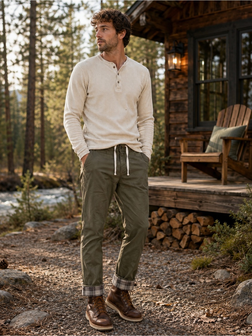 UpWest Olive Green Cargo Drawstring Pants